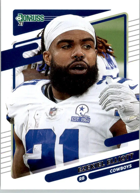 Ezekiel Elliott - 2021 Donruss - #188b - No Helmet Football - Football Card Single