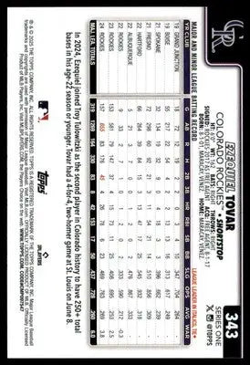Ezequiel Tovar 2025 Topps #343 Colorado Rockies - Baseball Card Single