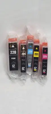 EZink 221 color printer ink cartridges pack with black, cyan, yellow, and magenta ink cartridges