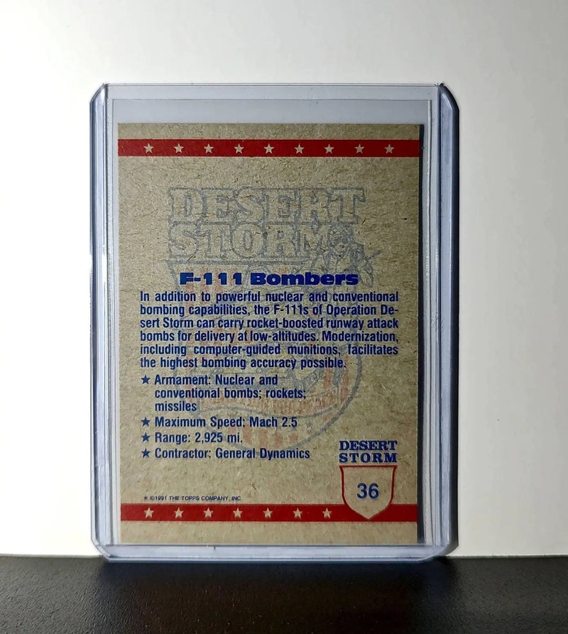 F-111 Bombers 1991 Topps Desert Storm #36 Card