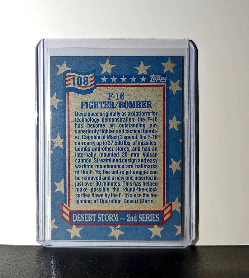 F-16 Fighter/Bomber 1991 Topps Desert Storm #108 Card - Non-Sports Card Single