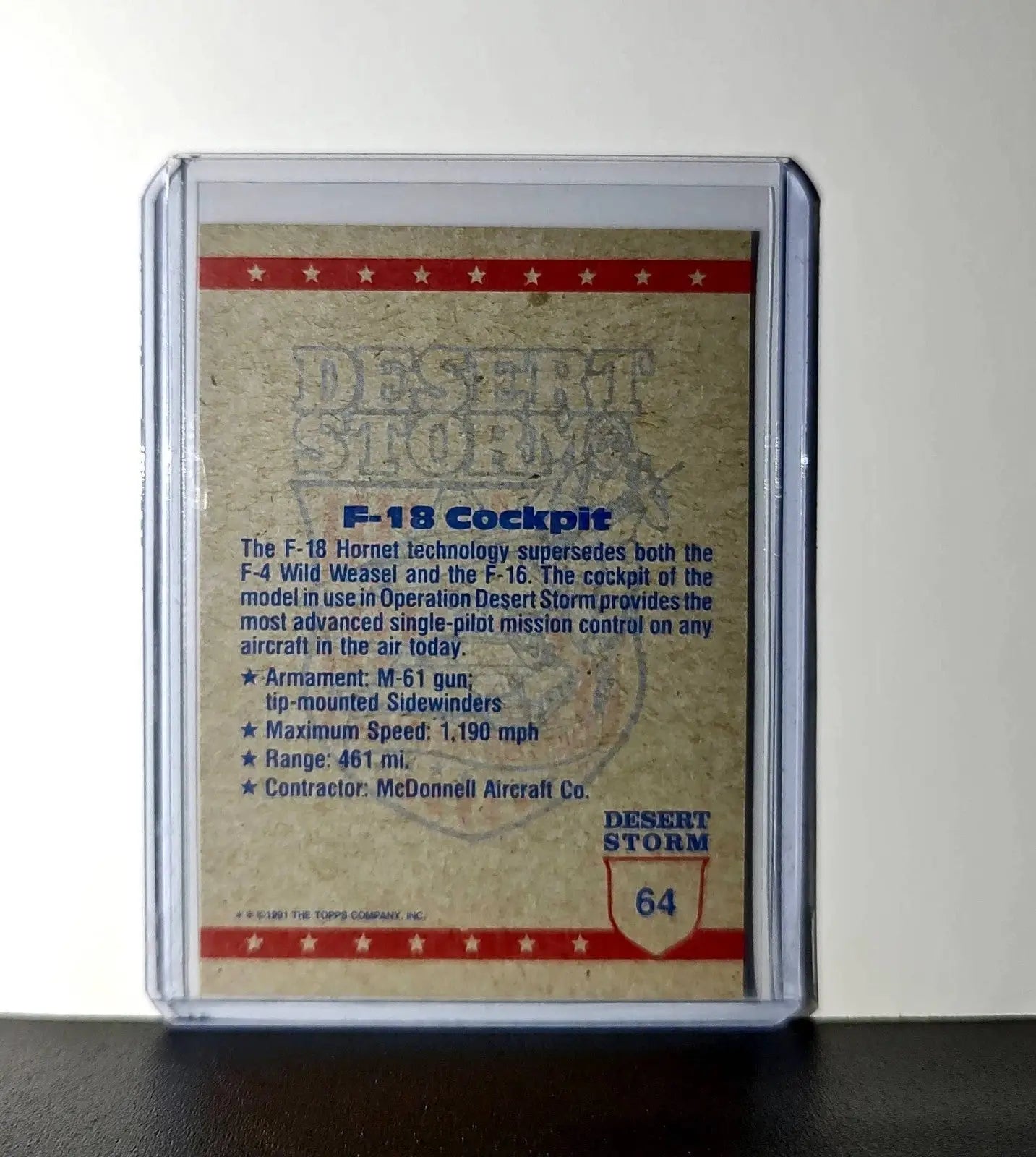 F/A-18 Cockpit 1991 Topps Desert Storm #64 Card