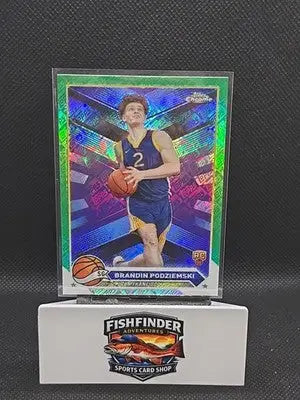 2023-24 Topps Chrome - Brandin Podziemski #190 Green Topps Refractor (RC) - Basketball Card Single