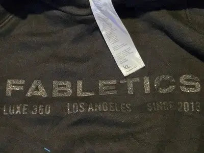 Fabletics Hoodie Womens XL Black Pullover Fleece Lined Luxe 360 Los Angeles Logo - Apparel