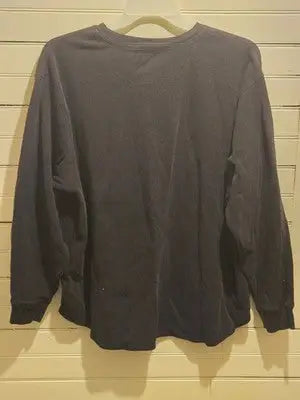 Faded Glory Shirt Mens 2XL Black Long Sleeve Henley Thermal Top Button Placket - Apparel