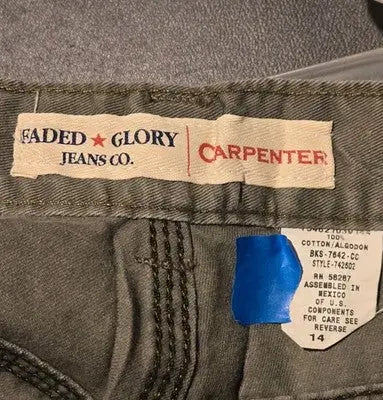 Faded Glory Shorts Womens 14 Carpenter Cargo Cotton Pocket Utility Gray Casual