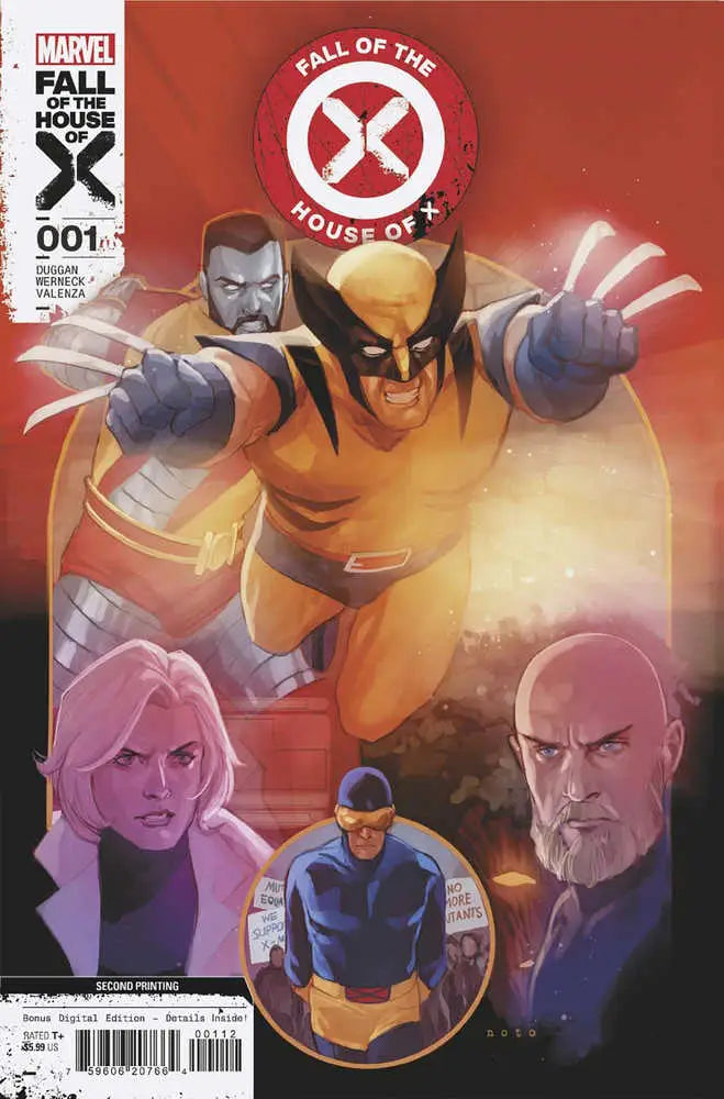 Comic book cover with X-Men characters and Fall of the X logo, ideal for trading cards fans