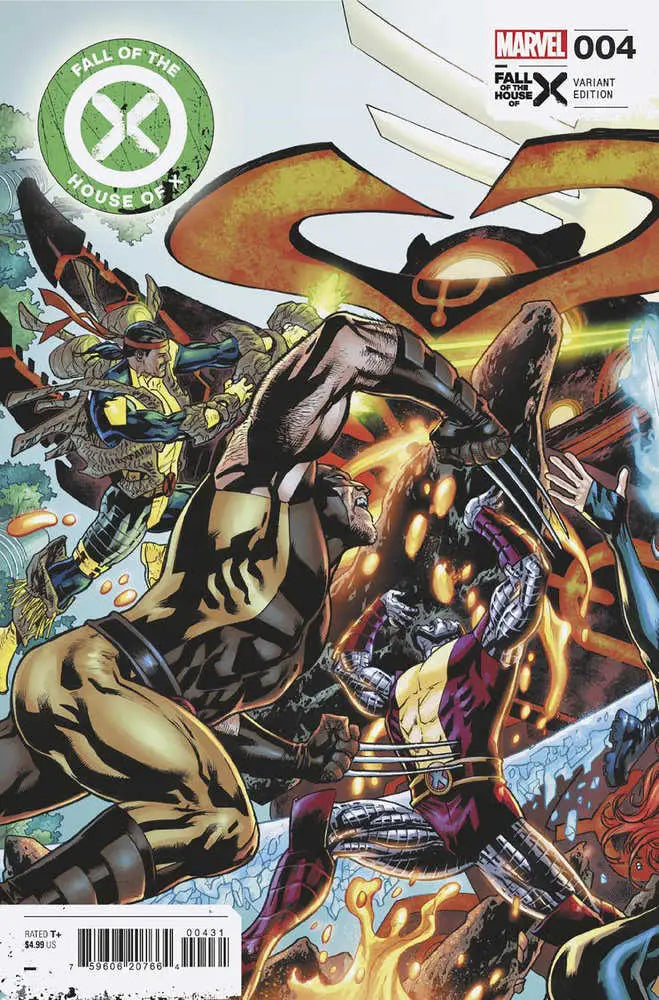 Epic Comic Book Cover with X-Men Battling from Fall Of The House Of X #4 Variant
