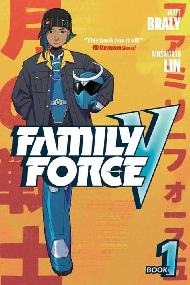 Family Force V book cover featuring an alien kaiju for the Family Force TP Graphic Novel 01