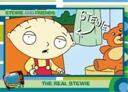 Cartoon trading card of baby character with football head from Family Guy card box loader