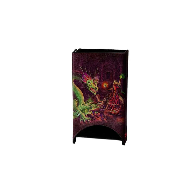 Dice tower Erol with dragon and wizard artwork from Fanroll Dungeons & Dragons Masterworks Series