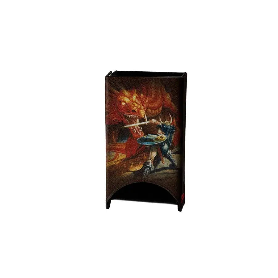Fanroll Dungeons & Dragons Masterworks Dice Tower with dragon and warrior artwork