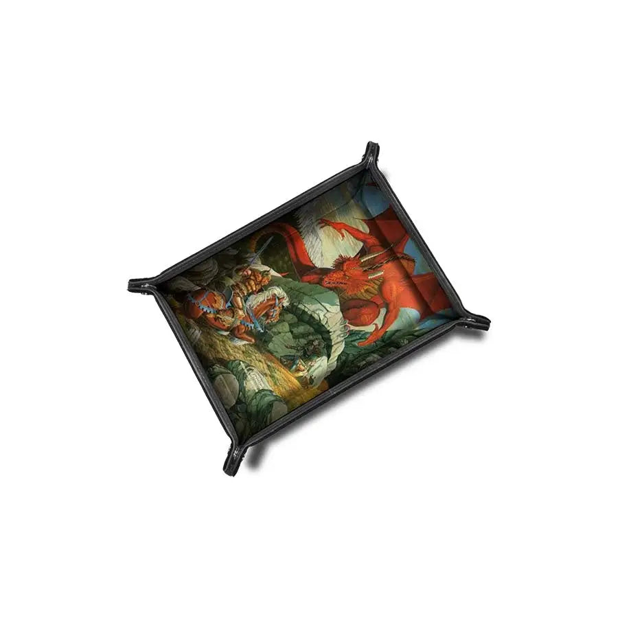 Rectangular leather dice tray with dragon artwork from Fanroll Dungeons & Dragons Masterworks Series