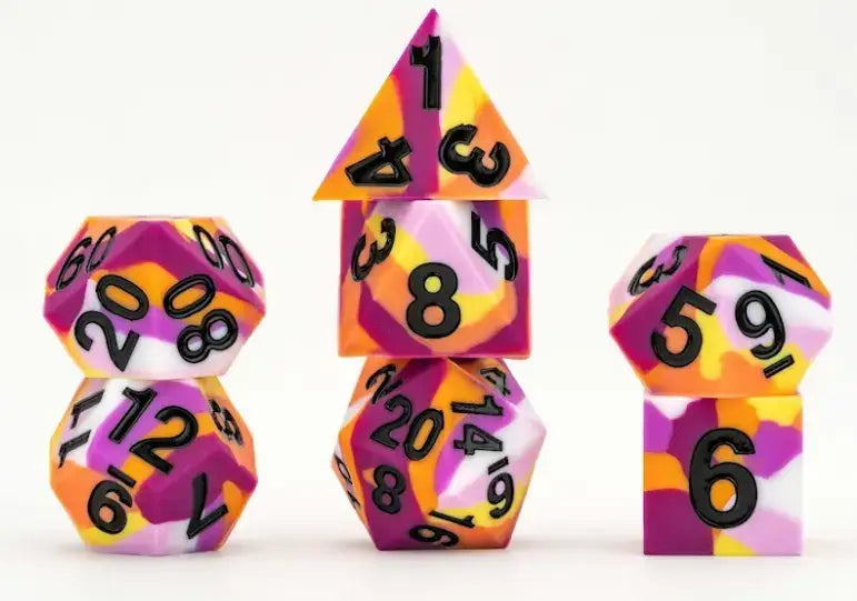 Fanroll Gaymers Pride - Sharp Edge Silicone Rubber Dice Set: Lesbian Pride Flag - Gaming Supplies - Dice