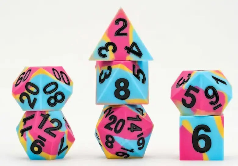 Fanroll Gaymers Pride - Sharp Edge Silicone Rubber Dice Set: Pansexual Pride Flag - Gaming Supplies - Dice