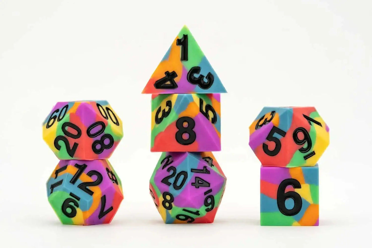 Fanroll Gaymers Pride - Sharp Edge Silicone Rubber Dice Set: Rainbow Pride Flag - Other