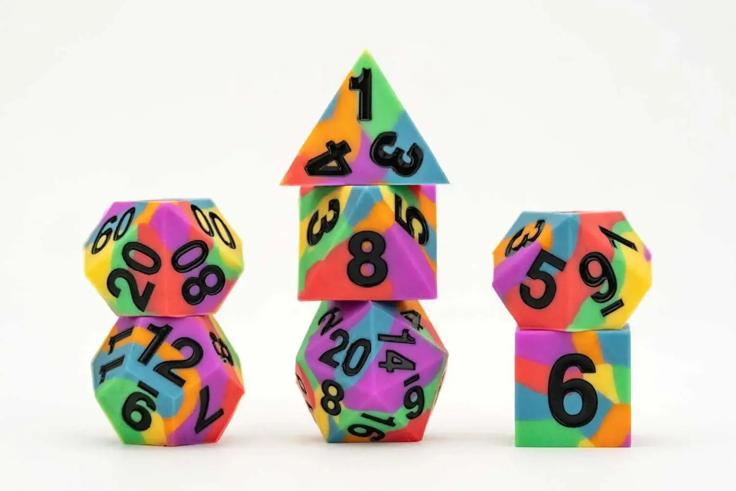 Fanroll Gaymers Pride - Sharp Edge Silicone Rubber Dice Set: Rainbow Pride Flag - Other