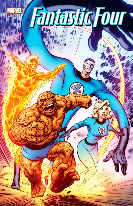 Comic book cover featuring the Fantastic Four Alan Davis variant celebrating Earth’s history