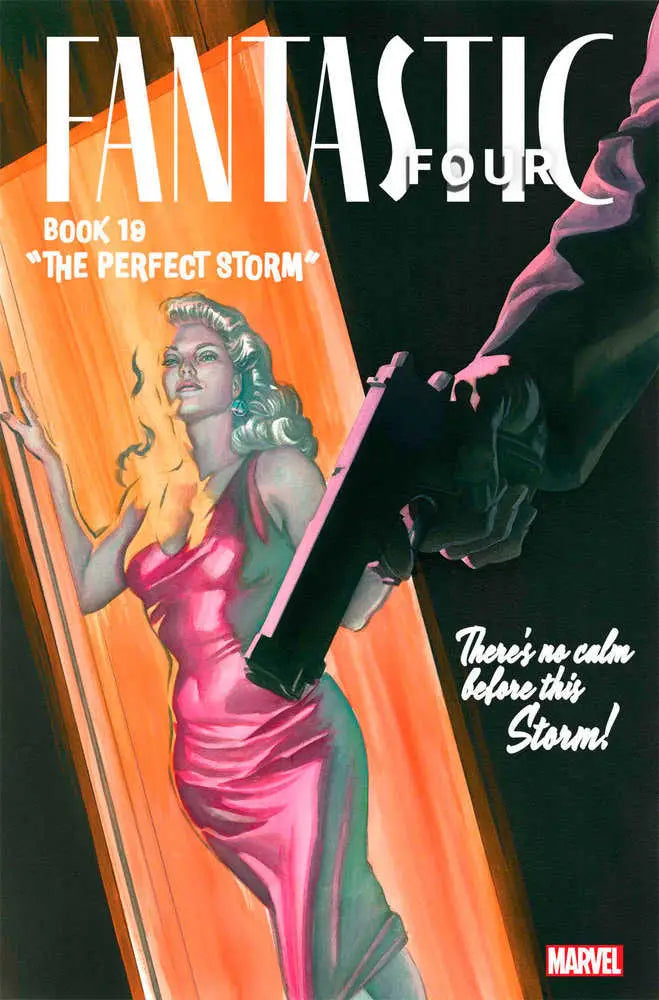 Comic book cover of Fantastic Four #19 featuring woman in pink dress and dramatic lighting