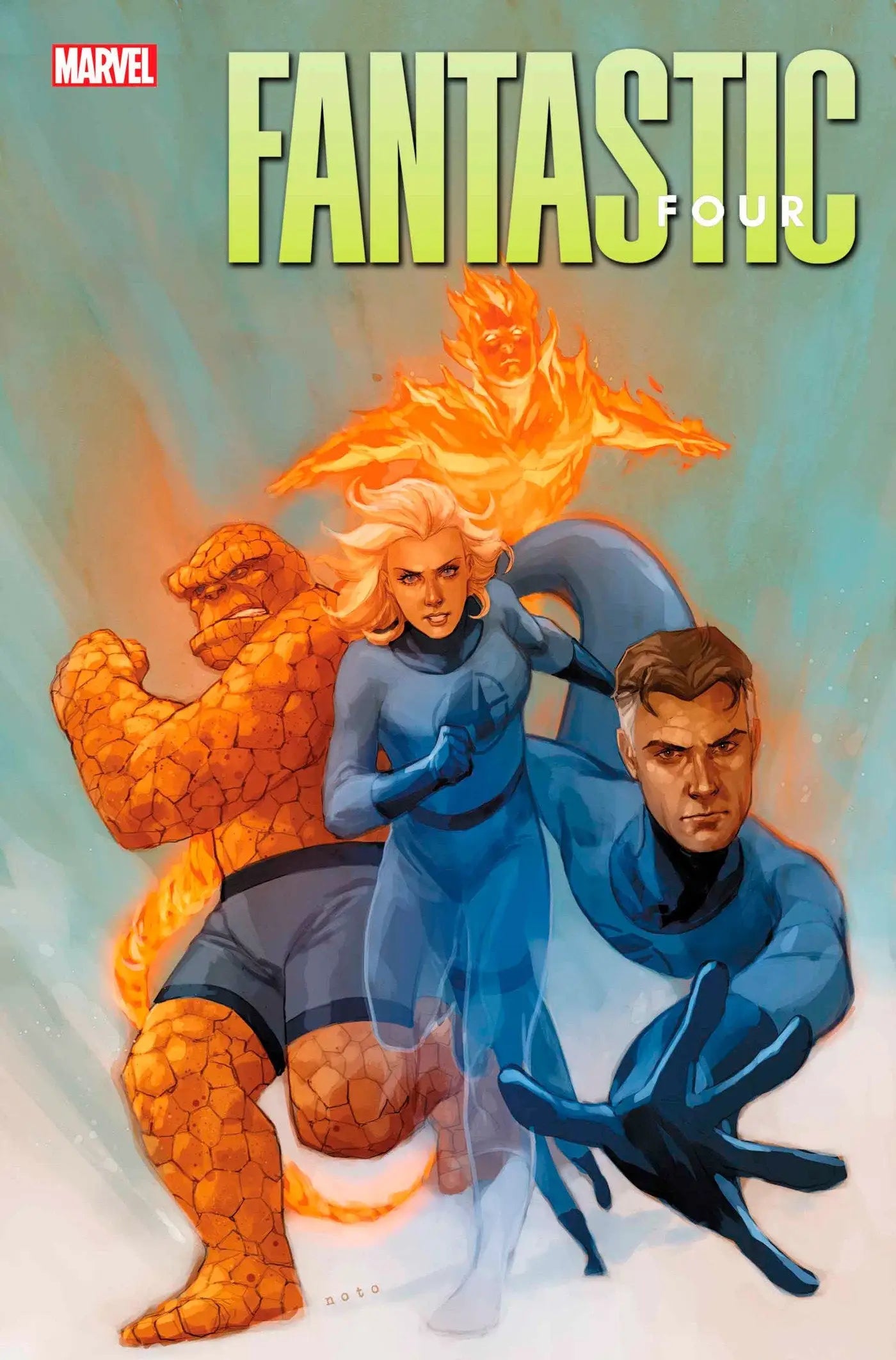Fantastic Four #28 Phil Noto Variant comic cover featuring superheroes in action