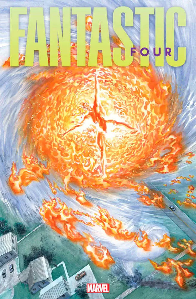 Comic book cover of Fantastic Four #3 featuring Human Torch with stay buried theme