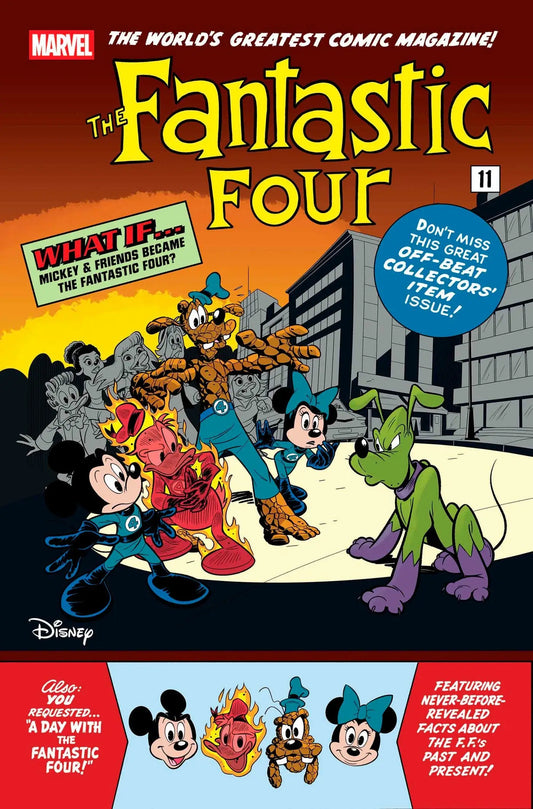 Comic book cover featuring Disney characters as the Fantastic Four homage variant by Emilio Urbano