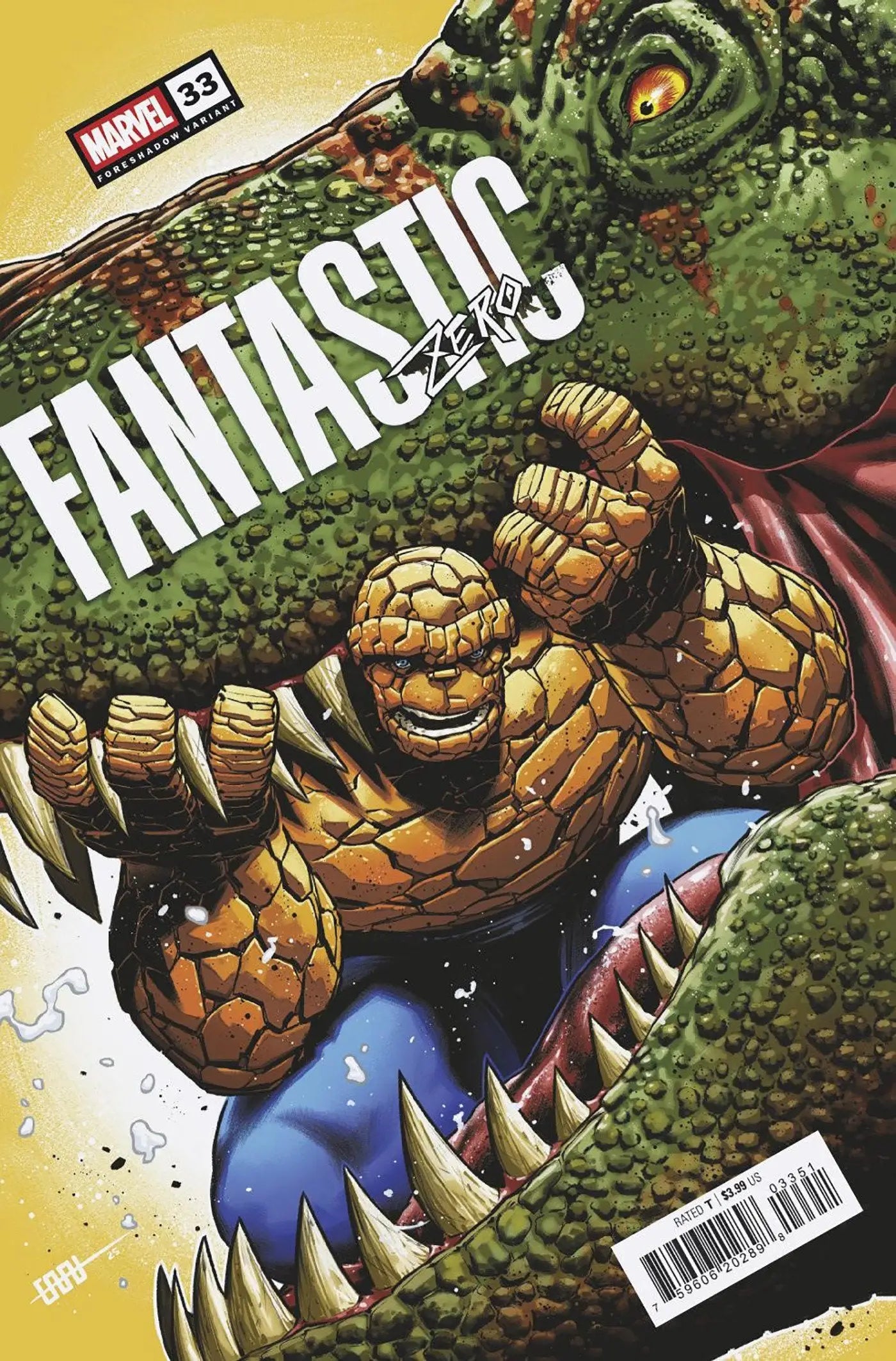 Comic book cover of Fantastic Four #33 Cafu Foreshadow Variant featuring Doom