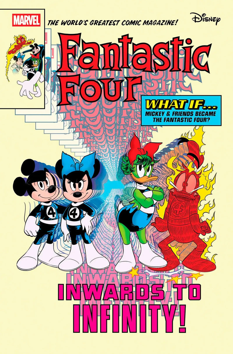 Comic book cover featuring Mickey Mouse and friends as the Fantastic Four homage variant by Giulia Lomurno Disney