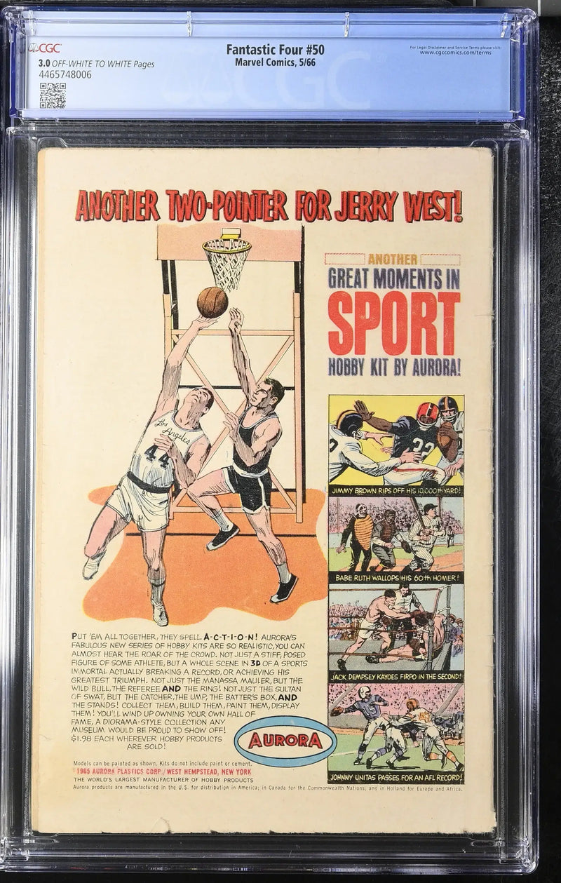 Fantastic Four 50 (1966) Graded CGC 3.0 Silver Surfer battles Galactus - Comic Book