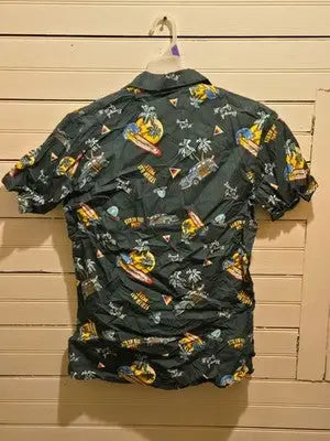 Fashion Seal Shirt Mens S Hawaiian Aloha Short Sleeve Palm Surf Pizza Green - Apparel