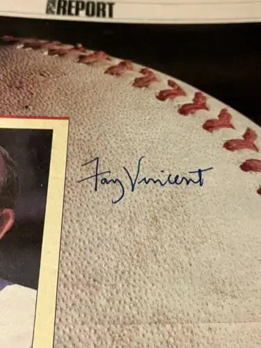 Autographed baseball featuring Fay Vincent Auto MLB from Sporting News March 25 1991