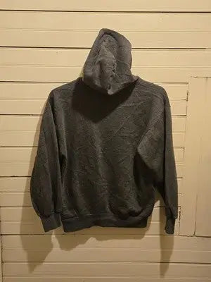 FBI Hoodie Mens M Dark Gray Pullover Sweatshirt Applique Letters Kangaroo Pocket - Apparel