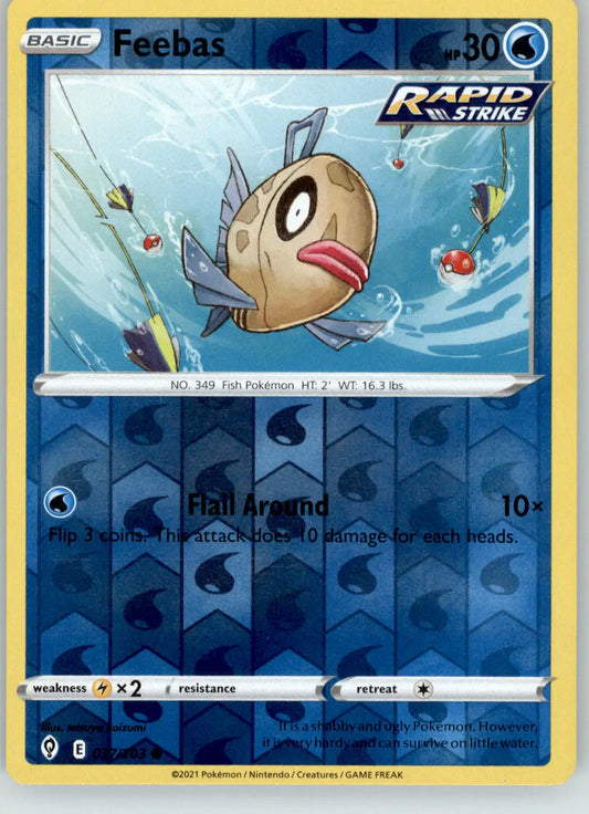 Feebas - Evolving Skies - 037/203 - Reverse Holo LP Pokemon - Pokémon Card Single