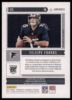 Feleipe Franks 2021 Panini Chronicles Luminance Update Rookies Pink #225 Atlanta - Football Card Single