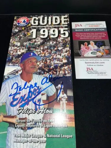 FELIPE ALOU Signed 1995 Montreal Expos Media Guide Manager Auto JSA for collectors