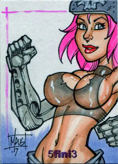 Stylized illustration of a futuristic female warrior from Female Persuasion trading cards