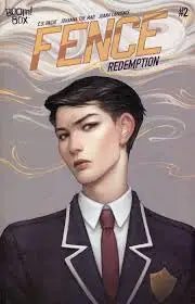 Stylized comic book cover art for Fence Redemption #2 featuring a figure in a suit and tie