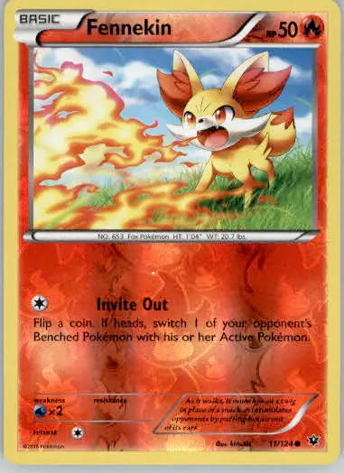 Fennekin (11) - XY - Fates Collide - 11/124 - Reverse Holo LP - Pokémon Card Single