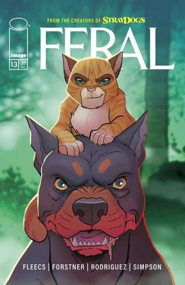 Comic book cover by Trish Forstner & Tony Fleecs featuring a cat riding a dog at Pet Supply Superstore