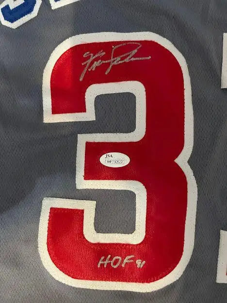 Fergie Jenkins autographed Chicago Cubs jersey number 3 with HOF inscription