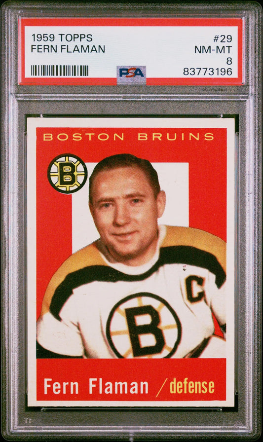 Fern Flaman 1959 Topps #29 PSA 8 Nm-Mint - Hockey Card Single