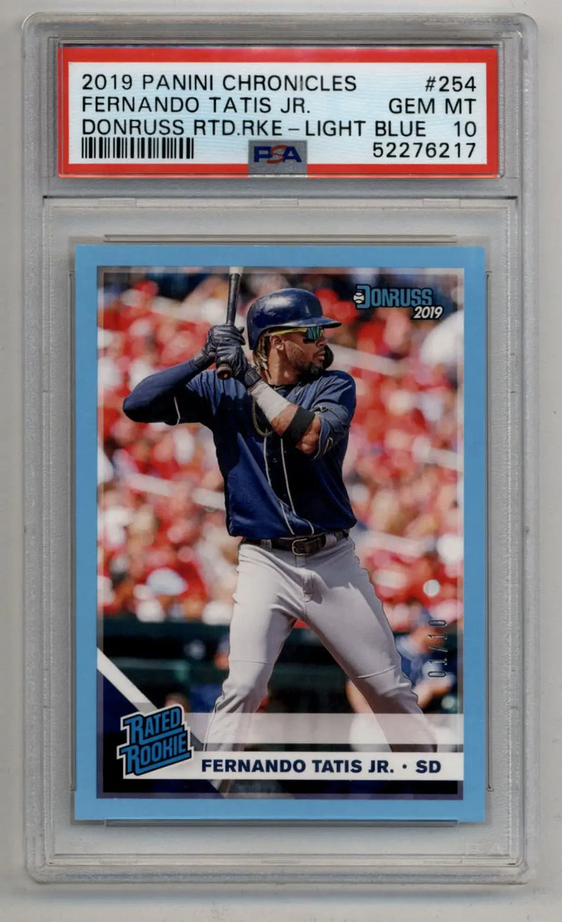 2019 Panini Chronicles Fernando Tatis Jr Rated Rookie Light Blue baseball card PSA GEM MT 10