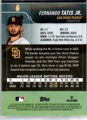 Fernando Tatis Jr. - 2022 Stadium Club Chrome - #6 - Baseball - Baseball Card Single