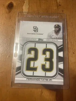 Fernando Tatis Jr 2022 Topps Jersey Number Medallion Relic Padres card with jersey number