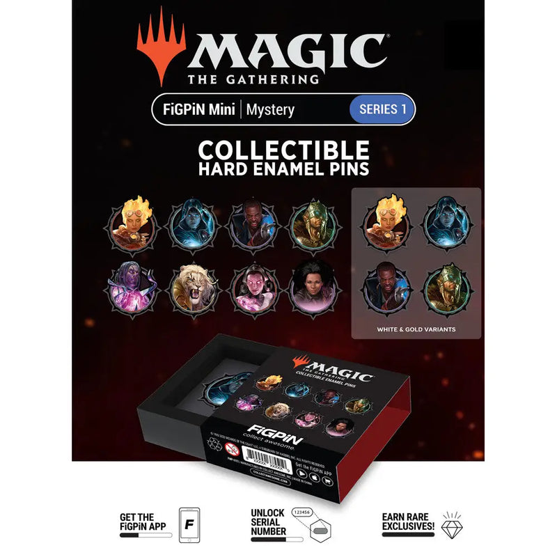 FiGPiN Magic: The Gathering Series 01 Enamel Pin collectible set in display box