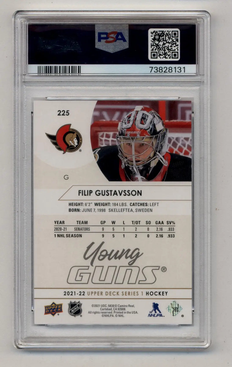 Filip Gustavsson 2021 Upper Deck Speckled Rainbow Foil #225 PSA 10 Gem Mint - Hockey Card Single