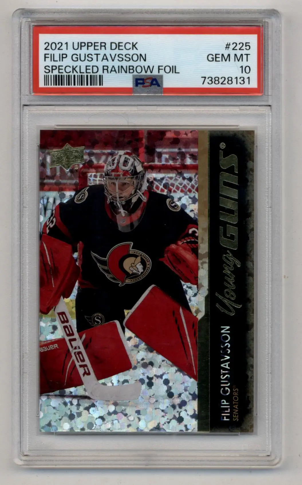 Filip Gustavsson 2021 Upper Deck Speckled Rainbow Foil #225 PSA 10 Gem Mint - Hockey Card Single