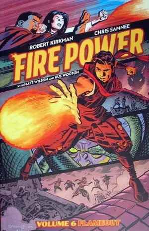 Comic book cover of Fire Power by Kirkman & Samnee with superhero displaying fire powers