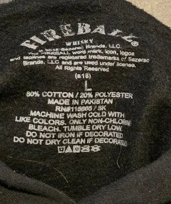 Fireball Hoodie Mens L Black Pullover Graphic Whisky Flame Logo Kangaroo Pocket - Apparel