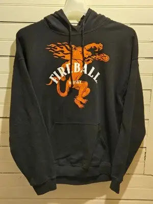 Fireball Hoodie Mens L Black Pullover Graphic Whisky Flame Logo Kangaroo Pocket - Apparel